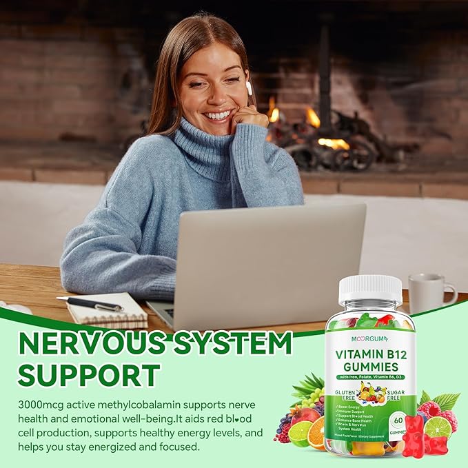 1 Pack Methyl B-12 3000mcg Gummies for Kids & Adults, Vitamin B12 (Methylcobalamin) with Vitamin B6, Folate & D3, Supports Energy, Metabolism & Immune Wellness, 60 Count