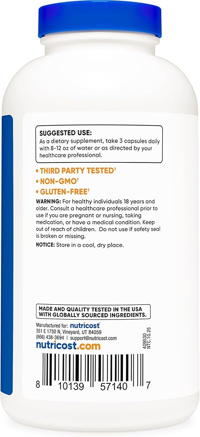 Nutricost Magnesium Glycinate Capsules (360 Capsules, 210 mg Per Serving) - Magnesium Glycinate Supplement for Gentle Absorption