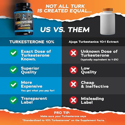eFlow Nutrition Turkesterone Supplement for Men [Highest Purity] + Cyclodextrin for High Absorption - Increase Stamina, Lean Muscle Growth & Recovery, Boosts Drive - 3rd Party Tested (60 Capsules)