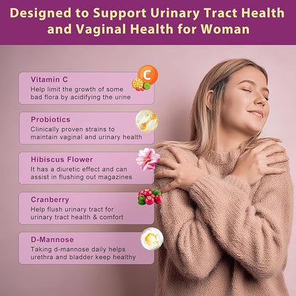 DRFOSTER Urinary Tract Health for Women, Vaginal Probiotics for Women pH Balance with D-Mannose, Cranberry, Probiotics and Prebiotics for Digestive Helath 90 Veggie Capsules
