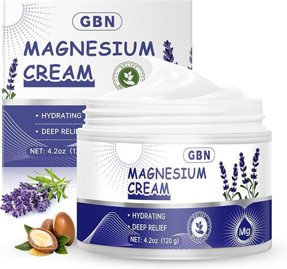 GBN Magnesium Cream - Hydrating Magnesium Lotion for Sleep - Natural Relaxation & Muscle Tension, Nighttime Butter for Feet, Leg Cramps, Safe for Kids (Lavender)
