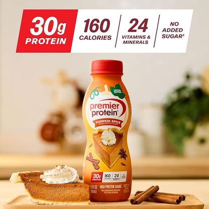 Premier Protein Shake,Limited Edition,Pumpkin Spice,30g Protein,No Added Sugar,24 Vitamins & Minerals to Support Immune Health,11.5 fl oz,(Pack of 24)