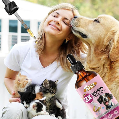 Liquid Collagen for Dogs & Cats - Grass-Fed Hydrolyzed - for Joint, Hip, Skin & Coat Nutritional Support