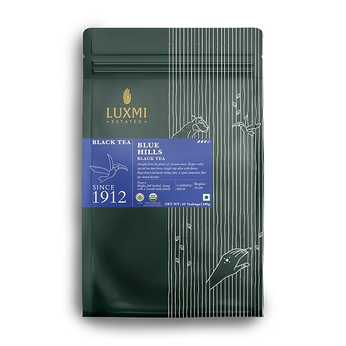 Luxmi Estates - Blue Hills black Tea, 50 Teabags, 100% biodigrable Teabags