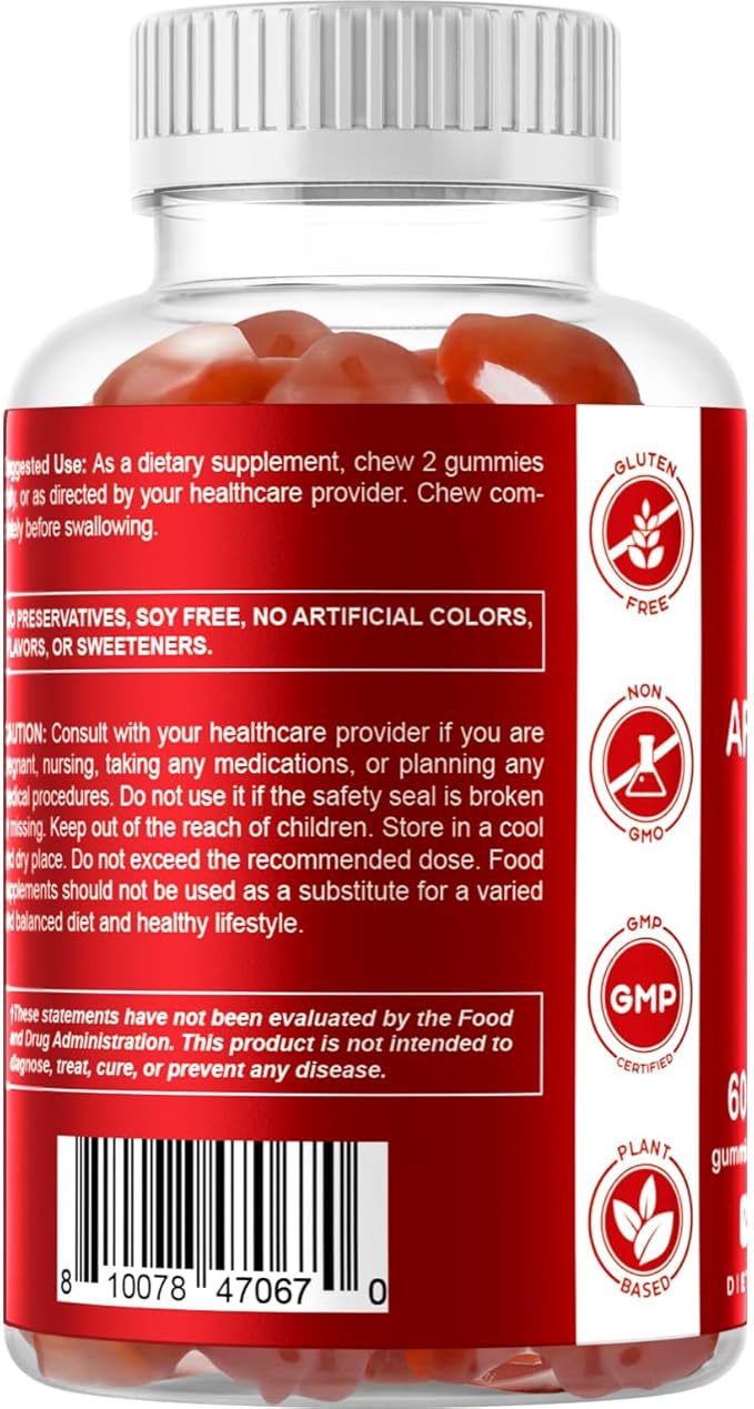 Vitamatic Apple Cider Vinegar Gummies - 1000mg per Serving - 60 Vegan Gummies - ACV Gummies for Detox, Weight Loss Support, Energy Boost, Digestion & Gut Health