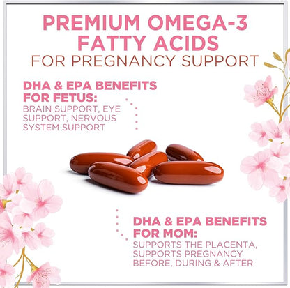 Prenatal Vitamins for Women - Prenatal Multivitamin with Folic Acid & Omega 3 DHA Fetal Development Support - Pregnancy Vitamin Supplement with, Vitamin A, C, D, B6, B12 & Iron - 120 Softgels