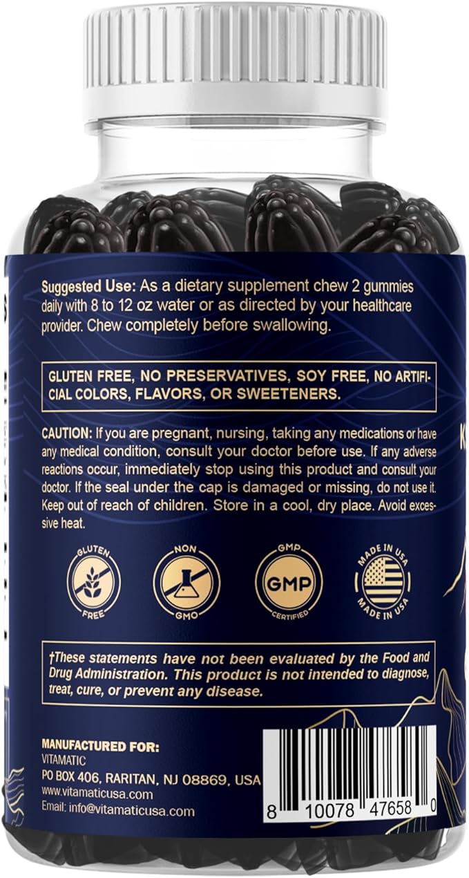 Vitamatic Shilajit with KSM-66® Ashwagandha & Ginseng Extract Gummies – Natural Raspberry Flavor – 60 Vegan Gummies - Made in USA