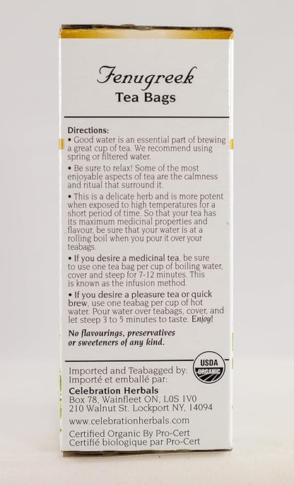 Celebration Herbals - Organic Caffeine Free Fenugreek Seed Herbal Tea - 24 Tea Bags