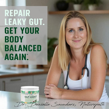 Leaky Gut Support Powder | L-Glutamine Gut Lining Digestive Drink Mix | Gluten-Free Doctor Crafted Botanical Formula | Gut Assist by Dr. Danielle
