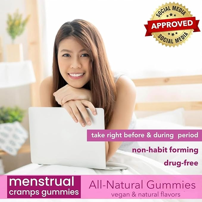 Menstrual Cramp Period Gummies True Roots | PMS Support Supplement for Women | Healthy Flow | Flo PMS Menstrual Cycle Relief, Cramping and Bloating | Vegan & Natural Flavors | 60 Count