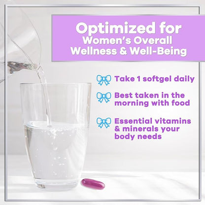 Multivitamin For Women - Complete Daily Woman's Multivitamins with Biotin, Calcium, Folic Acid, Iron, Zinc, Vitamin A, C, D, E & B Vitamins, Women's Hair Skin and Nails Supplements - 120 Softgels