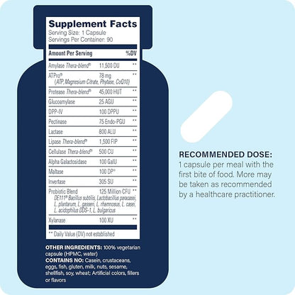 Enzyme Science - Complete Digestion, Full Support for Digestive Health and Help Reducing Gas, Bloating, Indigestion, and Irregularity with 125 Billion CFU Probiotics, Vegetarian, 90 Capsules