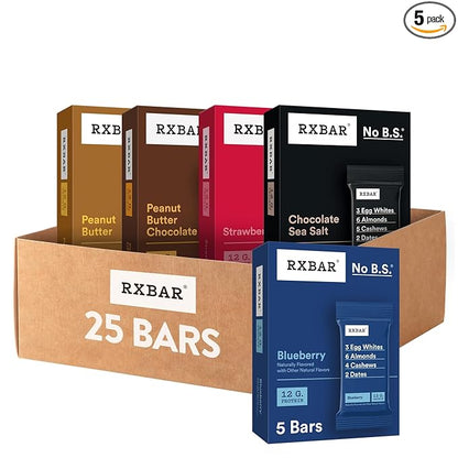 RXBAR Protein Bars, Snack Bars, Variety Pack (5 Boxes, 25 Count)