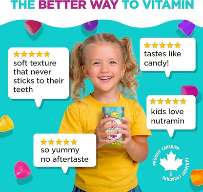 Nutracelle NUTRAMIN Sugar-Free, Allergen-Free 100% Vegan Gummy Multivitamins for Kids - Great Tasting Natural Gummies Your Kids Will Love - 60 Count Bottle