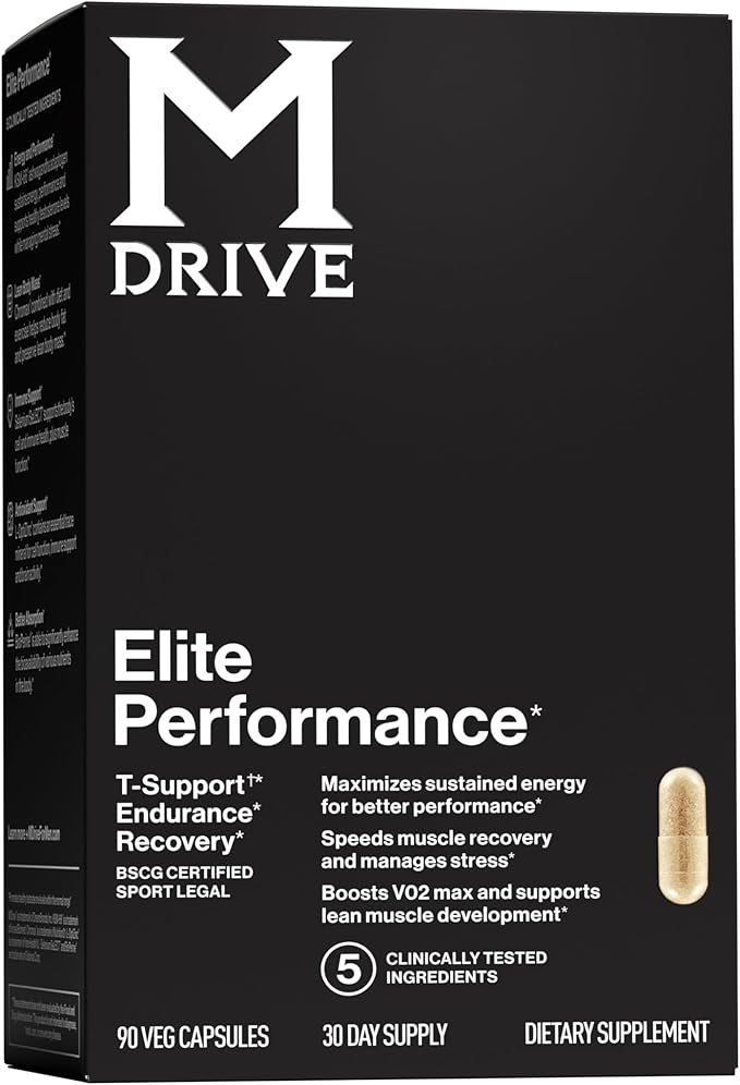 Mdrive Elite Testosterone Booster for Men - Supports Immune Health, Energy, VO2Max, Recovery, Stress Relief, Lean Muscle, KSM-66 Ashwagandha, DIM, Fenugreek, 90 Capsules