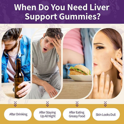 Milk Thistle Gummies with 2000MG Extract, Liver Health Support Gummies, Silymarin Milk Thistle Supplement with Artichoke, Dandelion, Turmeric Curcumin, No Sugar, for Adults, Vegan, 90 Count