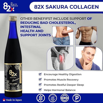 82X Collagen Premium - Marine Collagen Drink - Collagen Peptides Liquid Drink for Skin Hair Nails from Japan with 82 Fermented Plants, Vitamins, Minerals & Supplements
