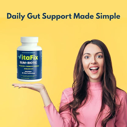 Probiotic & Prebiotic SlimBiotic Synbiotic – 40 Billion CFU with MAKTREK® Bi-Pass Tech, Helps Gut Health & Digestion, Regularity, Bloat, Immune & Weight Loss For Women and Men, (60 Ct) Gluten Free