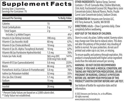 Amazon Basics Adult Multivitamin Gummies, Mixed Berry & Cherry Flavors, 150 Count, 75-Day Supply, Pack of 1 (Previously Solimo)