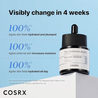 COSRX Pure Sodium Hyaluronic Acid 3% Serum, Hydratying & Moisture Boosting for Fine Lines & Wrinkles, Repair Dry Skin, 0.67fl.oz/20ml, No Artificial Fragrance, Korean Skin Care