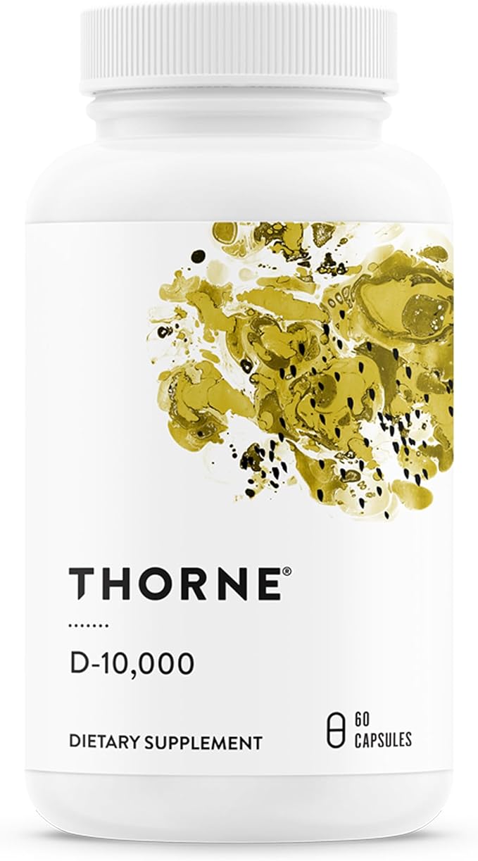 THORNE - Vitamin D-10,000 - Vitamin D3 Supplement - Supports Healthy Bones, Teeth & Muscles, Plus Cardiovascular & Immune Function* - Third-Party Certified - Gluten, Dairy & Soy-Free - 60 Capsules