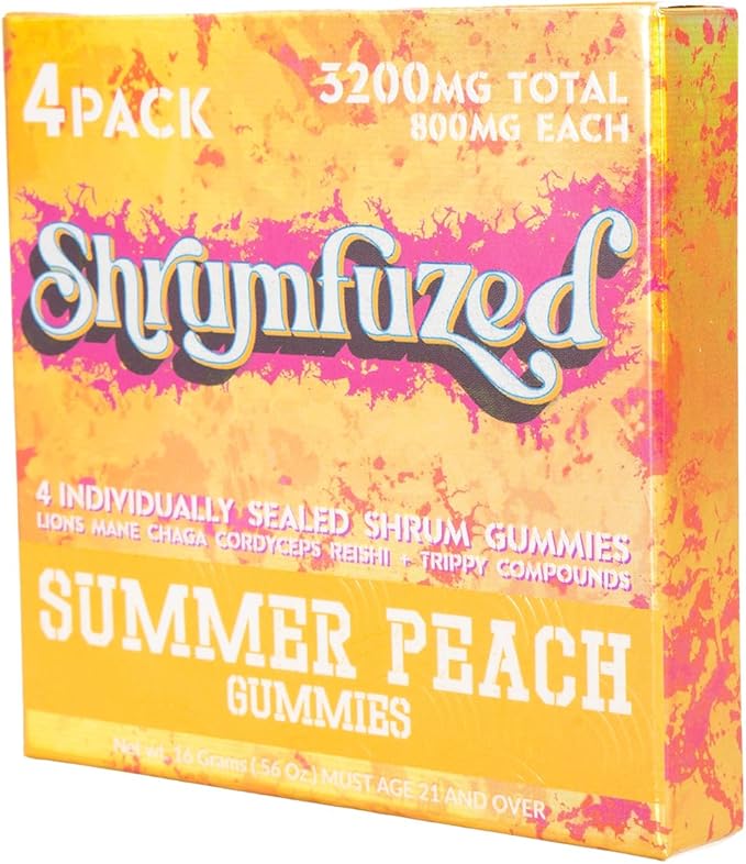Shrumfuzed Proprietary Nootropic Gummy 3200mg - Lion's Mane, Reishi, Chaga, and Cordycep Nootropic Mushroom Blend (4, Summer Peach)