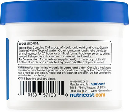 Nutricost Hyaluronic Acid Powder 50 Grams - Water Soluble, Fine Powder, Gluten Free, Non-GMO