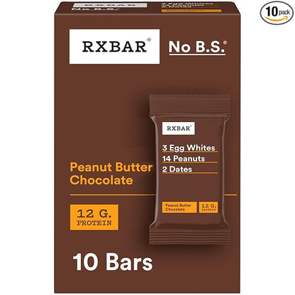 RXBAR Protein Bars, Protein Snack, Snack Bars, Peanut Butter Chocolate, 18.3oz Box (10 Count)