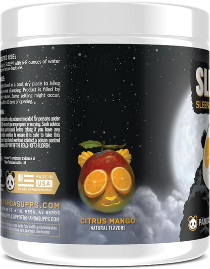 Underground Bio Labs Panda Supps – Sleepy 3.0 Natural Sleep Aid Formula: 5mg Melatonin, 300mg GABA, Chamomile Extract (Citrus Mango) 30 Servings