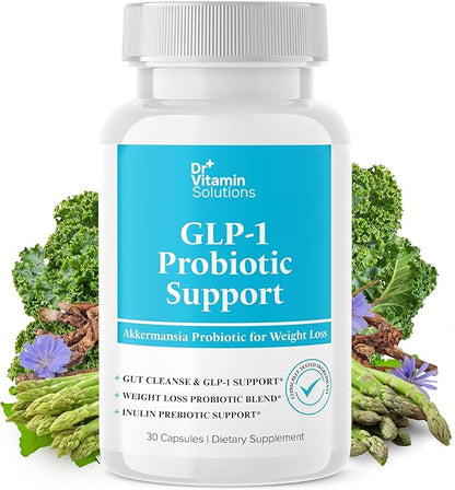 GLP-1 Probiotic Support Appetite Suppressant – Akkermansia muciniphila & Bifidobacterium infantis – Inulin Prebiotic Fiber – Gut Cleanse, Craving & Weight-Loss Support – 30 Caps