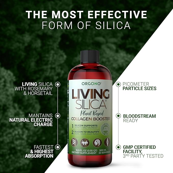 Living Silica Plant Based Collagen Booster | Vegan | Supports Healthy Collagen and Elastin Production for Joint & Bone Support, Glowing Skin, Strong Hair & Nails 500 ml | 16.9 Fl Oz