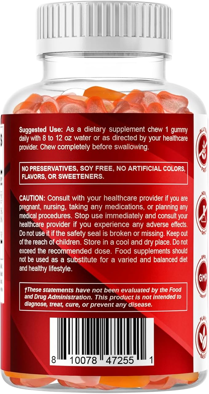 Vitamatic Sugar Free Vitamin A 25000 IU Gummies (Retinyl Palmitate) - Natural Strawberry Flavor - 120 Pectin Based Gummies (2 Bottles)