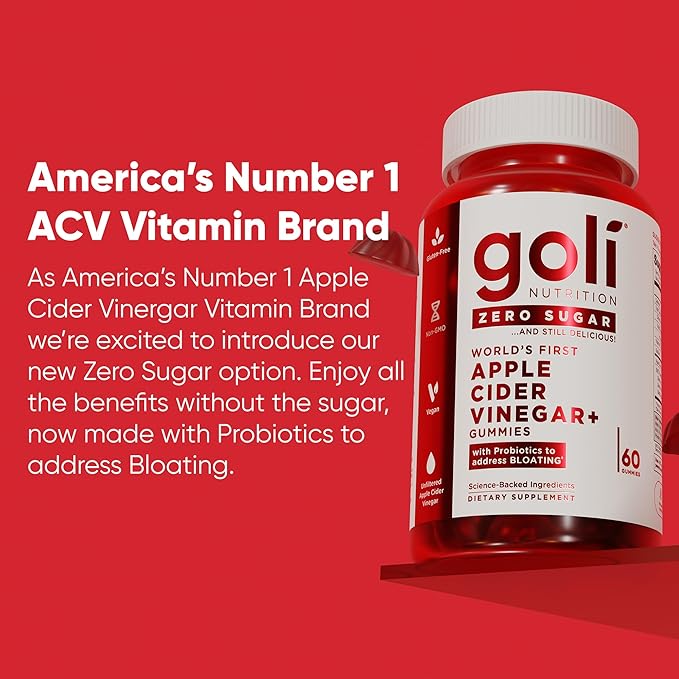 Goli Zero Sugar Trio- World's First 3-in-1 Pre, Post, Probiotic, Apple Cider Vinegar with Vitamin B12 and Probiotics, Ashwagandha & L-Theanine, Vitamin D gummies. Vegan, Gelatin & Gluten-Free, Non-GMO