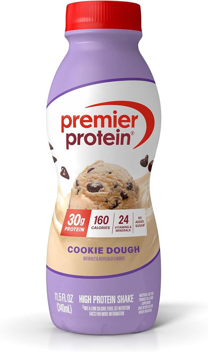 Premier Protein Shake, Cookie Dough, 30g Protein, No Added Sugar, 24 Vitamins & Minerals to Support Immune Health, 11.5 fl oz, 1 Pack (Packaging May Vary)