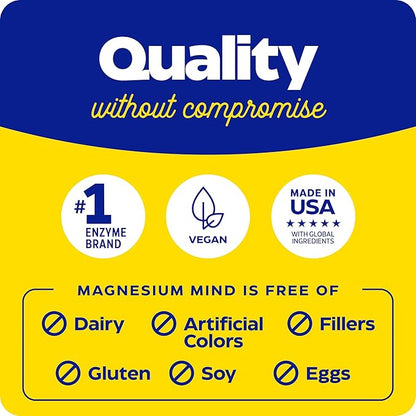 Enzymedica, Magnesium Mind with ATA Mg, 24% Faster Absorption, High-Bioavailability Magnesium for Sleep, Stress & Cognition, 60 Count