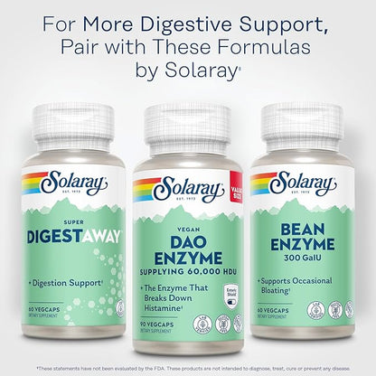 SOLARAY DAO Enzyme - Breaks Down Histamine - 60,000 HDU - Vegan, Gluten Free, Lab Verified - 90 Servings, 90 VegCaps