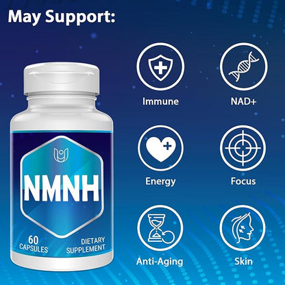 NMNH (Dihydronicotinamide Mononucleotide), NAD Supplement for NAD+ Levels as We Age (May Be More Effective Than Nicotinamide Riboside), NMNH Supplement - 540 Capsules (540 Servings)