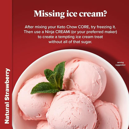 Keto Chow Natural Strawberry | Keto Meal Replacement Shake Powder | Nutritionally Complete | Low Carb | Delicious Easy Meal Substitute | Protein Rich You Choose The Fat | Single Meal Sample