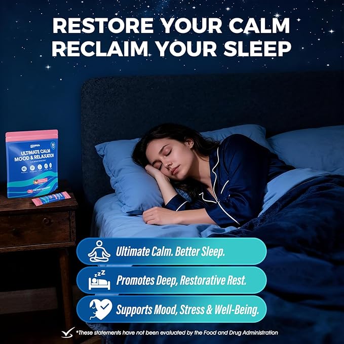 Ultimate Calm Super Cortisol Reducer Supplement Drink - Sleep Aid, Magnesium Glycinate Powder, Ashwagandha, L Theanine, Holy Basil, Vitamin D3