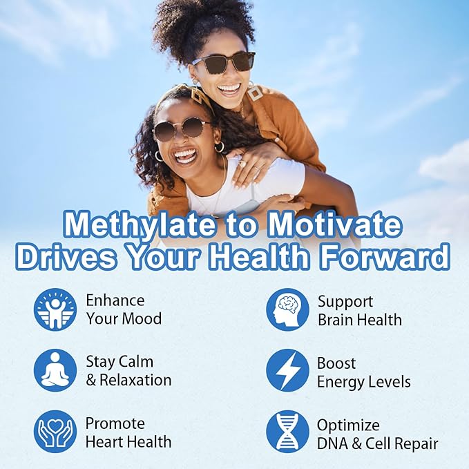2 Pack L-Methylfolate 15mg Gummies with Methyl B12, Folate 5-MTHF Supplement for Mood, Brain Health, Cognition & Immunity, Sugar Free, Vegan, Non-GMO, 120 Count