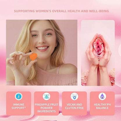 Feminine Balance Gummies - Pineapple Probiotics for Women for Premium Women’s Health & Wellness-Immune Support, Hawaiian Pineapple,60 Gummies (30 Servings)（P1）