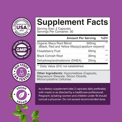 Complete Perimenopause Supplement for Women - Multibenefit Menopause Ease for Women with Maca Root Vitex Berry & Black Cohosh for Hot Flashes Night Sweats Hormone Balance and Mood Support - 60 Count