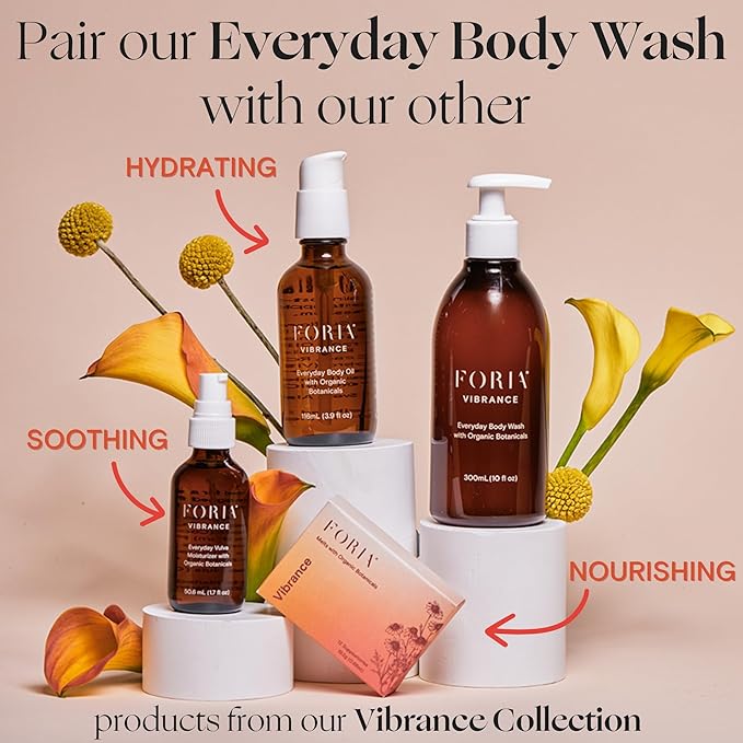 FORIA Everyday Body Wash and Initimate Wash for Women - Organic, pH-Balanced, Sensitive Skin Safe for Feminine Intimate Areas - 10 Fl Oz