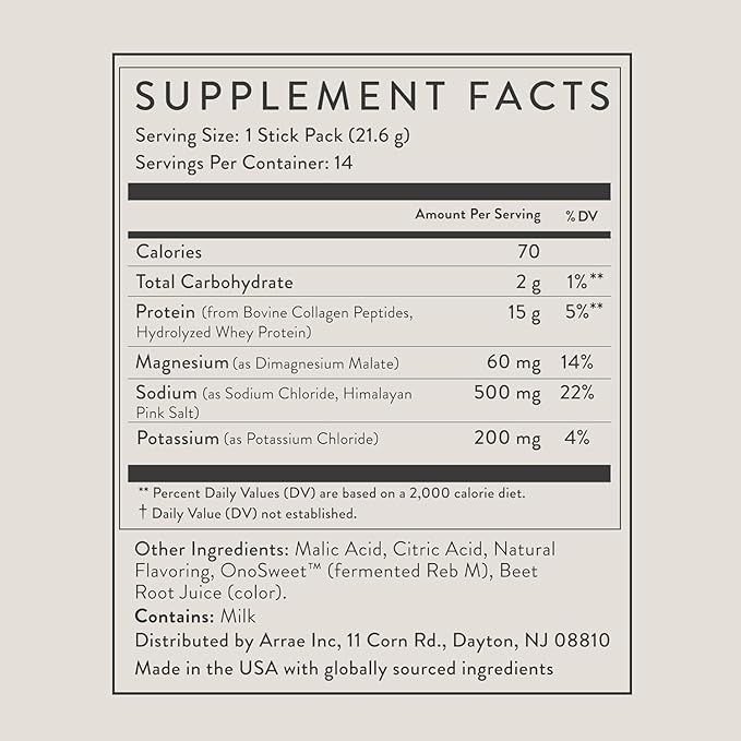 Arrae Clear Protein – Natural Protein Supplement, Smooth Texture, Easy to Mix, 14 Servings, Clean Formula with Electrolytes