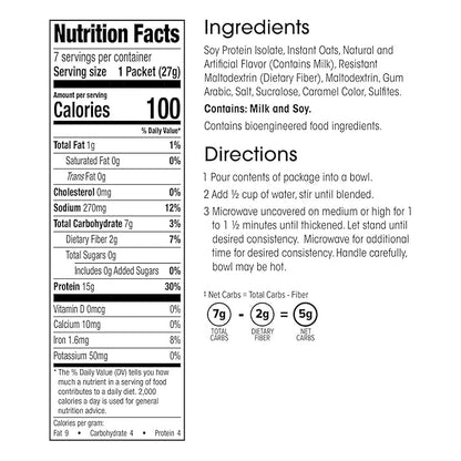 WonderSlim Instant Protein Oatmeal, Maple Brown Sugar, Gluten Free, Low Carb, Low Sugar (7ct)