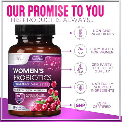 Probiotics for Women - Prebiotic and Probiotic Blend 60 Billion CFU Per Serving - 16 Strain Women's Probiotic for pH Balance & Vaginal Support - Digestive & Immune Support, Bottled USA - 60 Capsules