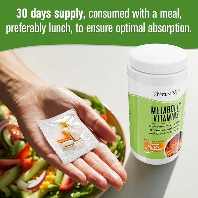 NaturalSlim Metabolic Vitamins - Combination of High Potency Multivitamins, Minerals, B Complex, Msm, & Digestive Formula Supplements for Men & Women - Energy & Metabolism Support - 3pack