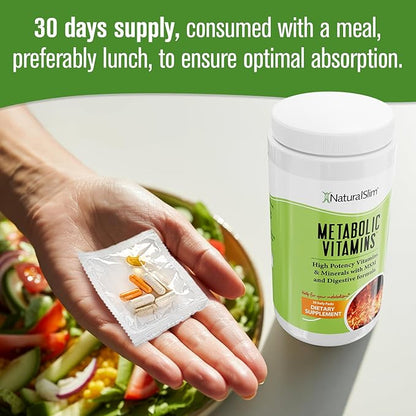 NaturalSlim Metabolic Vitamins - Combination of High Potency Multivitamins, Minerals, B Complex, Msm, & Digestive Formula Supplements for Men & Women - Energy & Metabolism Support - 2 Pack