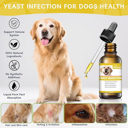 Natural Yeast Infection Treatment for Dogs, Helps to Support Itch Relief, Dog Ear Infection Treatment & Dog Yeast Infection Treatment for Dogs Help Supports Allergy, 60ml 1 Pack