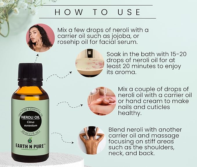 Earth N Pure Neroli Essential Oil Natural and Therapeutic Grade Pack of 2 | 15 ml